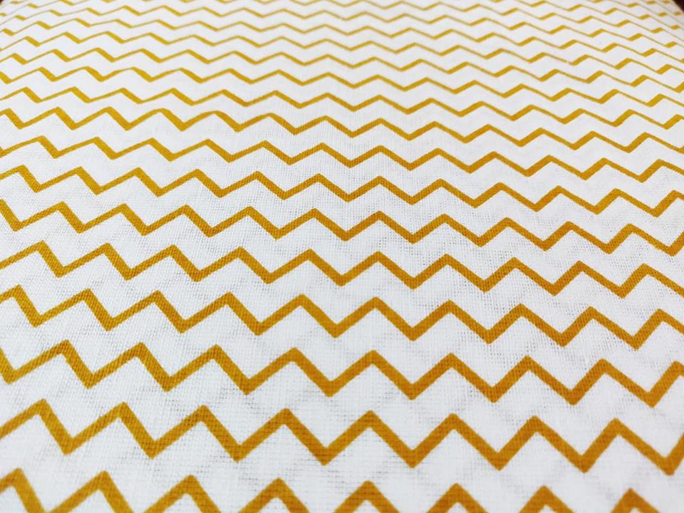 Yellow Geometric Printed Cotton Flax Fabric